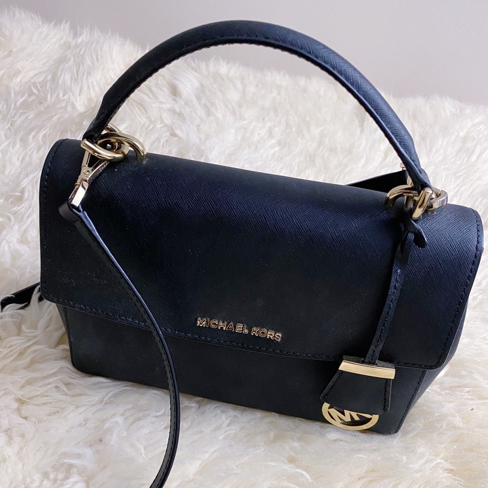 Michael Kors Ava Small Black Saffiano Leather Crossbody